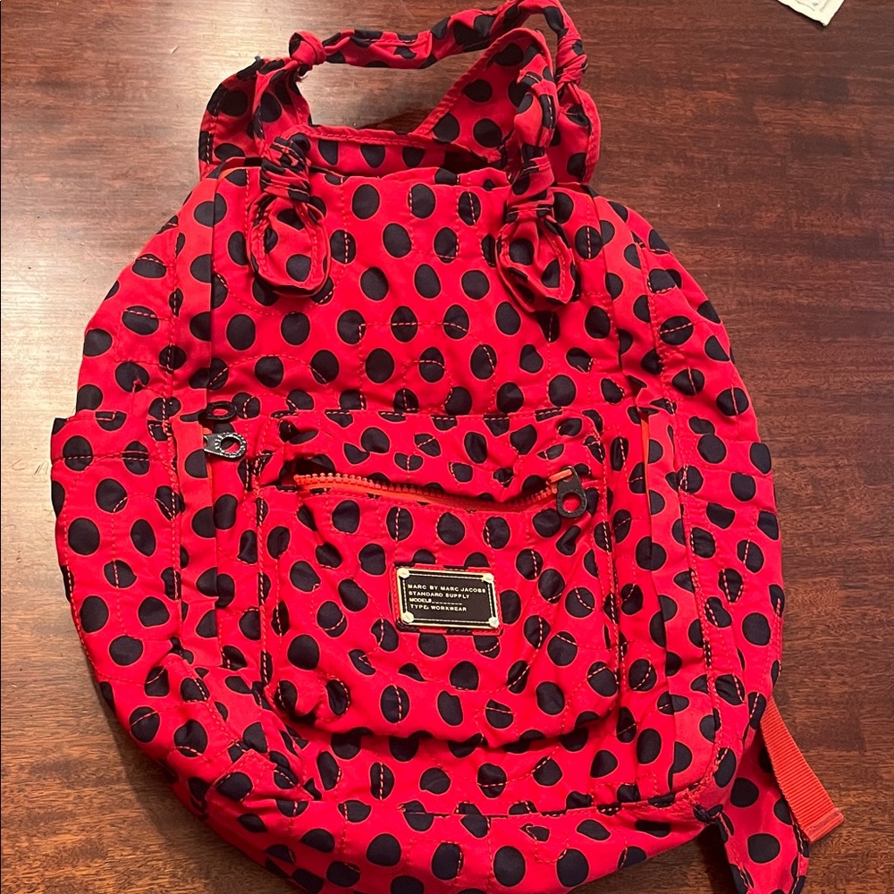 Marc Jacobs Red and Black Polka Dot Backpack